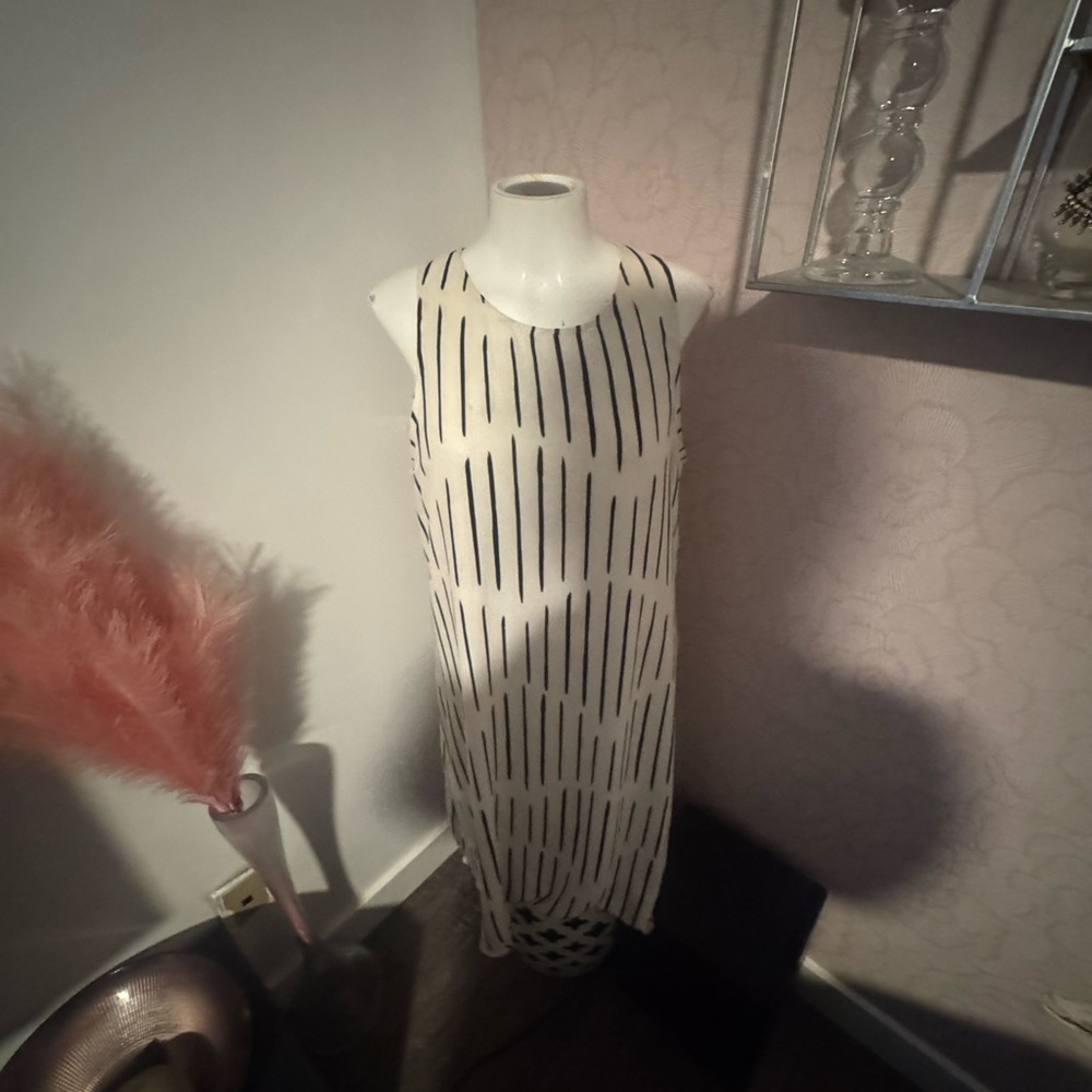 ADT White and Black Striped Garment